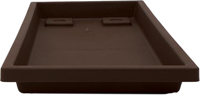 The HC Companies Venetian Rectangular Plant Tray - Lightweight Plastic Plant Saucers - Plant Drip Trays for Indoor & Outdoor Use (29.5”, Chocolate, Pack of 1)