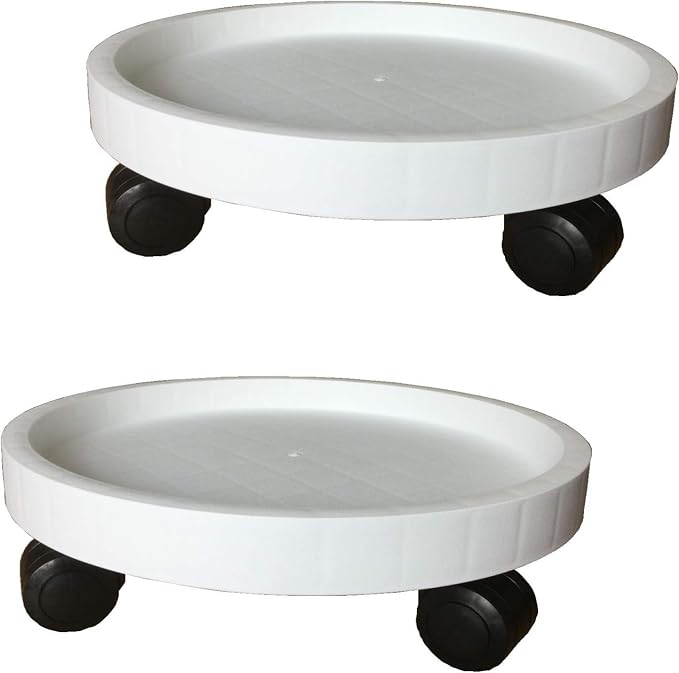 WanderingDonkey 2 PCS 14.1 INCH Rolling Plant Stand Pot Trolley,Heavy Duty Plant Caddy with Wheels,Wheeled Planter Saucer Tray,Potted Flower Mover Dolly with Casters Round Coaster