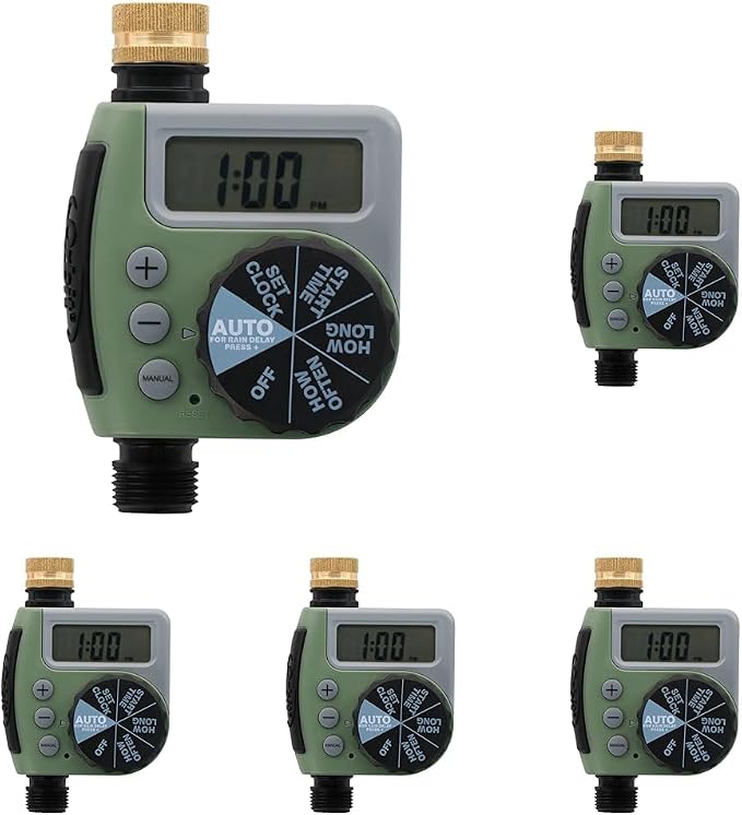 Orbit One Outlet Single-Dial Hose Faucet Timer - Easy Programmable - for Garden Watering System - LCD Hose Timer with Adjustable Watering Schedule - 62056, (Pack of 5)