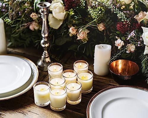 12 Packs White Votive Candles with Clear Glass Holder - Image 2