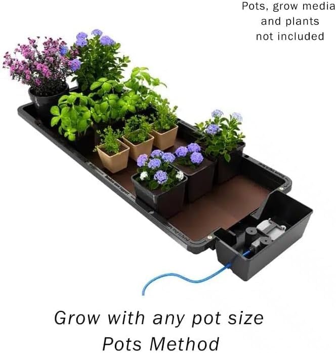 Happy Hydro Tray2Grow System - Standard Tray2Grow with No Tank - Self-Watering, Gravity-Fed Hydroponic Indoor System, Black