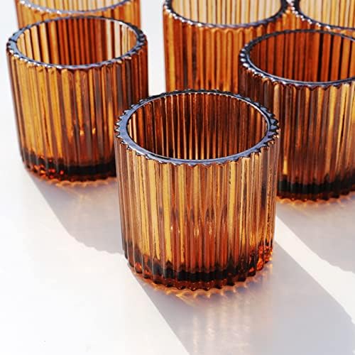 VOHO Amber Votive Candle Holders for Wedding Decor, Set of 6 Candle Holder - Image 2
