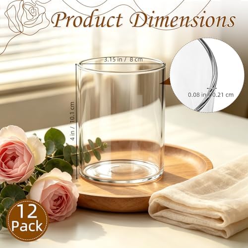 12 Pack Small Glass Cylinder Vases for Centerpieces, 4 Inch - Image 2