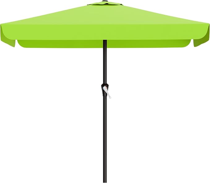 AreShark 8 X 10 FT Large Rectangular Patio Umbrella with Valance, Outdoor Table Market Umbrella w/Crank & 8 Ribs, Rectangle Outdoor Umbrellas for Garden, Deck, Yard and Poolside, Apple Green