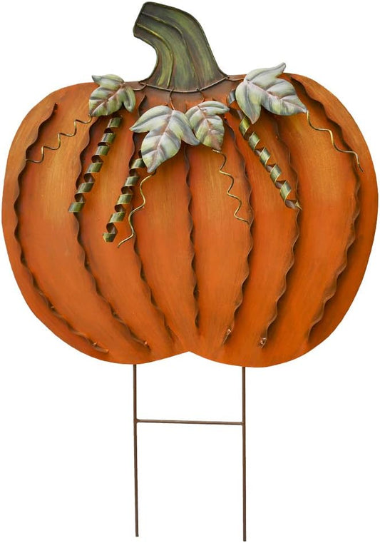 K KILIPES 26" H Metal Rustic Pumpkin Yard Stake - Outdoor Fall Decor Garden Stake Autumn Yard Sign for Porch Garden Home Patio Harvest Thanksgiving Halloween Decorations