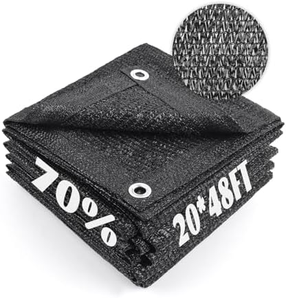 Sun Shade Cloth with Grommets for Garden, 70% 20x48ft, Black by CoolArea