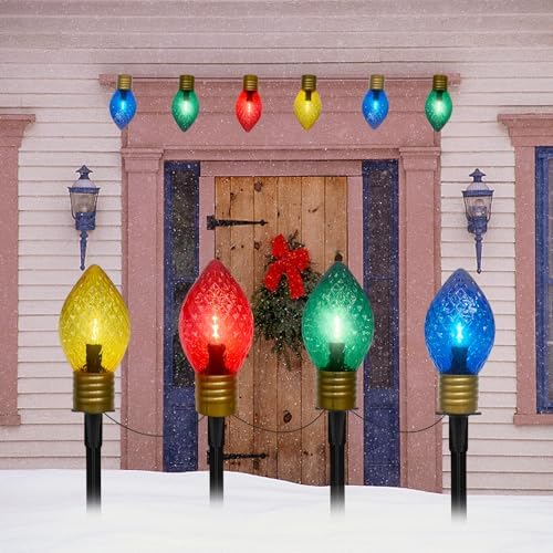 Christmas Multicolor Pathway Lights Outdoor, 7.5 Ft Strawberry Jumbo C9 Walkway Lights with 4 LED Large Bulb, Connectable Christmas Walkway Light for Winter Holiday Outside Yard Garden Lawn Decor by Doratale