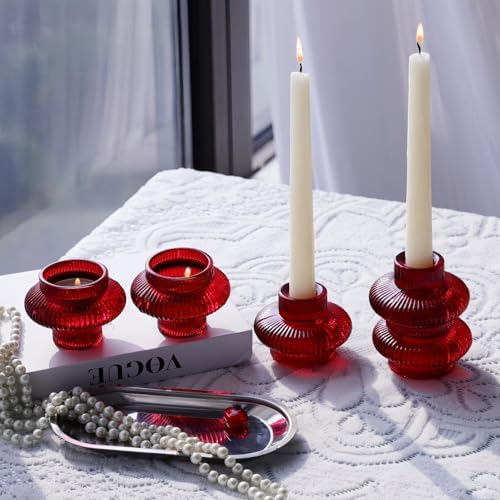 VOHO 6pcs Red Candlestick Holders for Valentines Day Christmas Decorations - Image 5