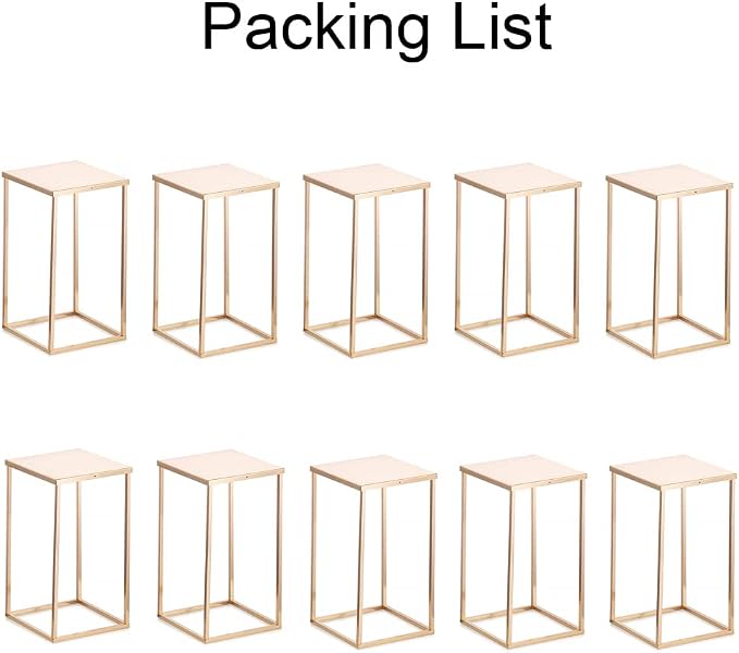 Gold Stand Wedding Centerpieces for Tables - 15.75in Tall Vases for Centerpieces, 10 Pcs Metal Column Flower Stand, Rectangular Flower Display Rack, Wedding Decorations for Table, Party, Event, Home