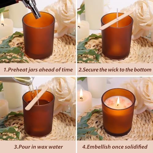 CONNOO 15-Pack 7oz Fall Amber Candle Jars with Bamboo Lids - Image 4