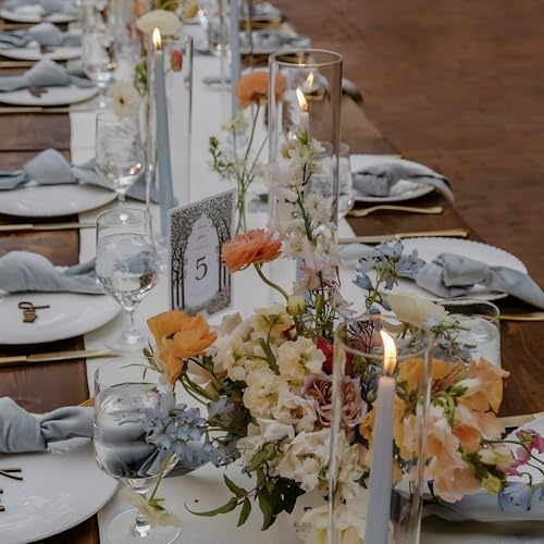 Hurricane Candle Holder Thickened Cylinder Covers Short Taper Candle Sticks Holder 2.5" D × 11" H Glass Tall Candlesticks Holders Centerpiece for Wedding Dining Table, 4 Pcs - Image 5