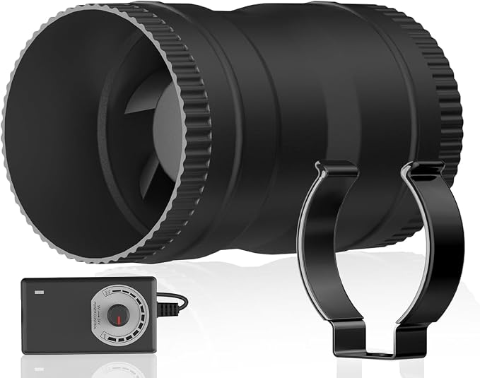Hon&Guan 3 Inch Inline Blower Fan with Speed Controller 120 CFM with 20W Ultra-Low Power and Low Noise