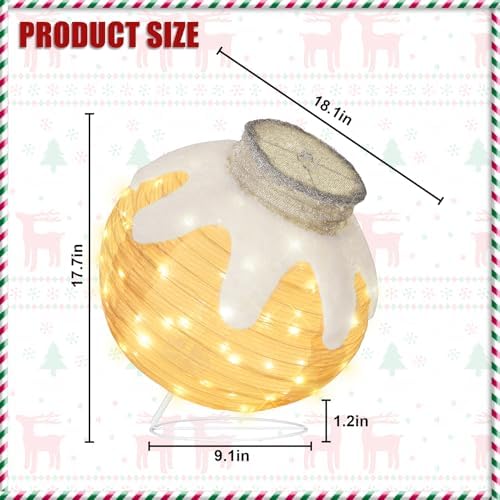 1 Pcs Lighted Outdoor Christmas Ornaments, 80 LEDs, Beige - Image 2