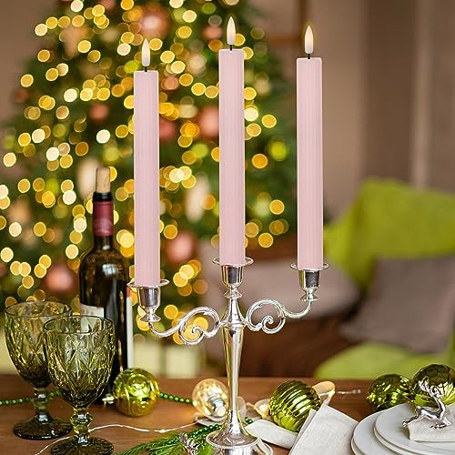 Wondise Pink Flameless Flickering Taper Candles with Remote and Timer - Image 5
