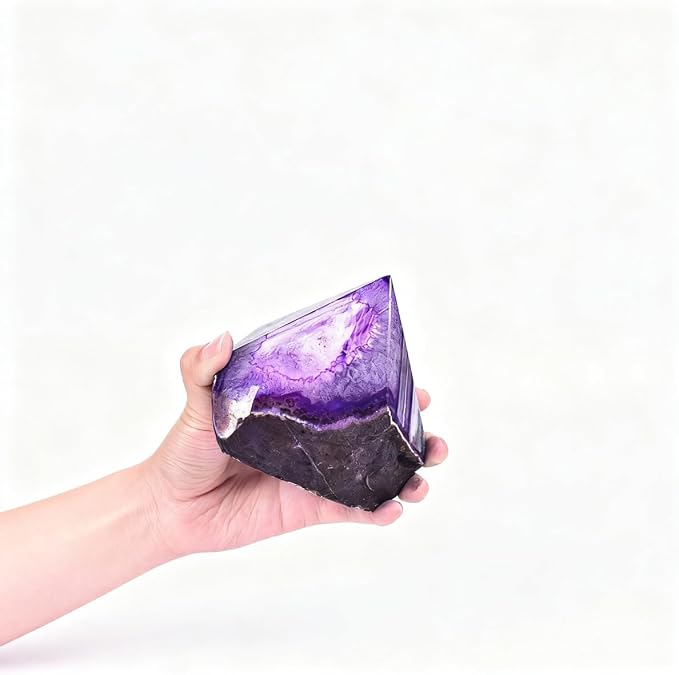 Natural Agate Stone Wand Crystal Wand Dyed Purple Irregular Quartz Column 1.7-2.2 Lbs