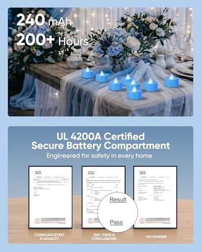 Homemory 24-Pack Light Blue Flameless Battery Tealight Candles, 200+ Hours - Image 3