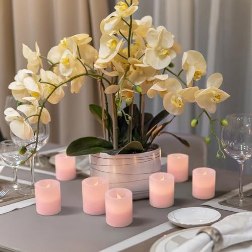 FURORA LIGHTING Pink Marble Real Wax Votive LED Candles, 6-Pack - Image 3