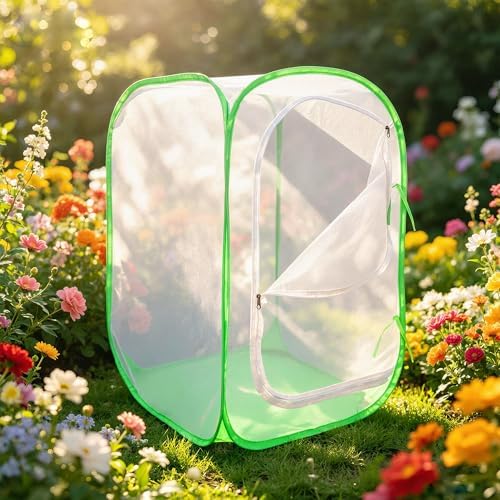 24" Garden Mesh Plant Tent Enclosure, Pop-Up Cage Plant Cover Pest Protection Guard for Fruit, Vegetables, Flowers and Herbs （16" x 16" x 24" ） by WAAIBYBY