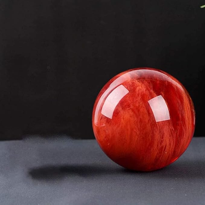 GYKLE 4 Inch Red Crystal Ball with Stand, Large Natural Crystal Ruby Sphere | for Meditation, Healing, Feng Shui, Divination, Home Decoration, Gift Box