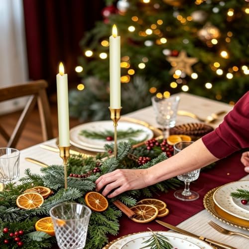 KSWING Upgraded Real Wax LED Flameless Taper Candles with Remote, 8 Inch Ivory Candlesticks Battery Operated 3D Flickering - 8" Realistic Fake Candle Sticks for Home/Wedding/Fireplace Xmas Decor - Image 5