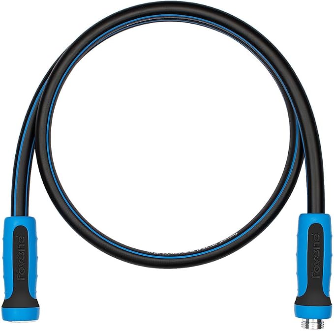 FEVONE Heavy Duty Garden Hose 3 ft, Leader Hose For Hose Reel | Flexible, Leak-Free, Lightweight, 5/8 ID, 600 PSI, 3/4 GHT Aluminum Fittings with Swivel Handles