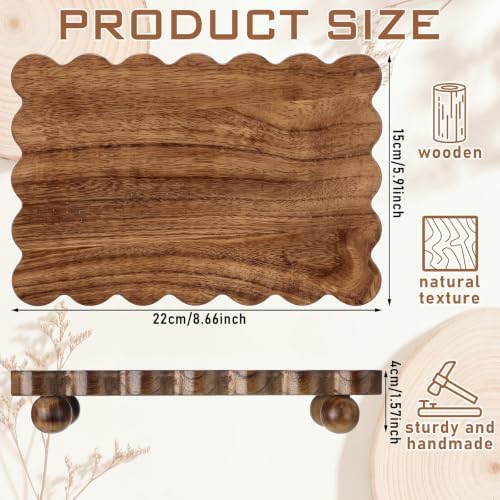 Yookeer Scalloped Wood Riser, Brown, 8.7'' X 6'' X 1.6'', Square - Image 2