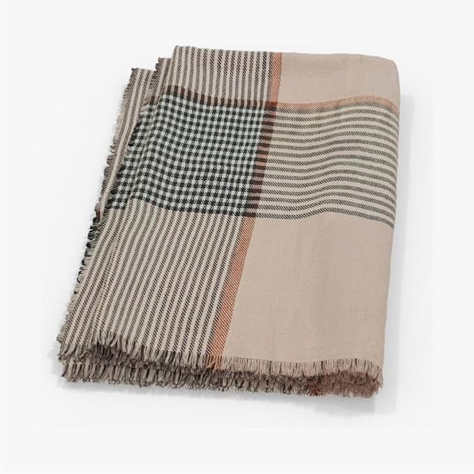 Outer Insect-Repellent Throw Blanket with Bug Shield Technology,Lightweight Outdoor Blanket for Backyard,Camping,Picnic and Beach,Striped Plaid,60” x 80”