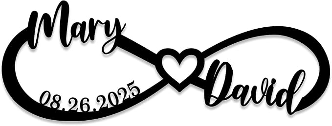 Wedding Gifts for Couples 2025 | Personalized Couples Gift for Her | Anniversary Wedding Date Sign | Gold Wall Decor | Bridal Shower Gift | Infinity Sign