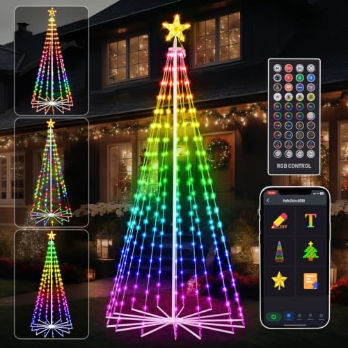 FANCILLUMA 7 FT 295 LED Outdoor Smart Christmas Cone Tree Lights by FANCILLUMA