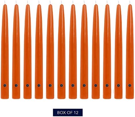 Colonial Candle Unscented Taper Candle, Handipt Collection, Pumpkin, 10 in, Pack of 12 - Up to 8 Hours Burn - Image 2