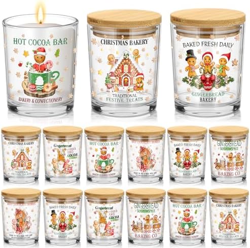 Ziliny 12 Pack 7 oz Christmas Glass Candle Jar with Lid, Gingerbread Man by Ziliny