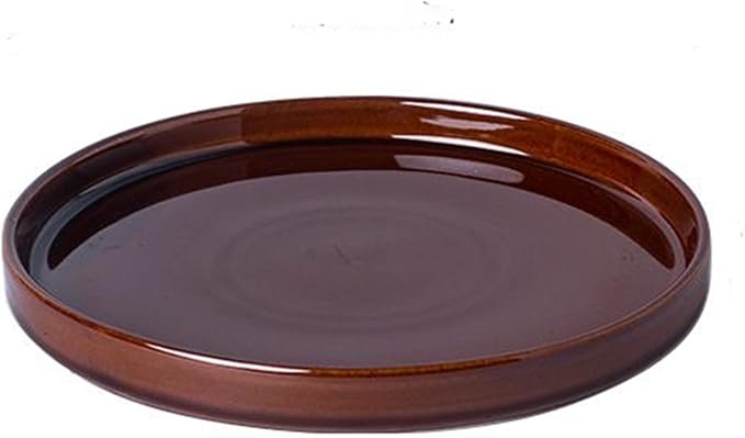 Ceramic Plant Saucer 14.5 Inch, Round Plant Trays for Indoors/Outdoors, Flower Pot Saucers for Holding Water Drips and Soil, Drainage Tray for Plant Pot, Reactive Glaze Brown