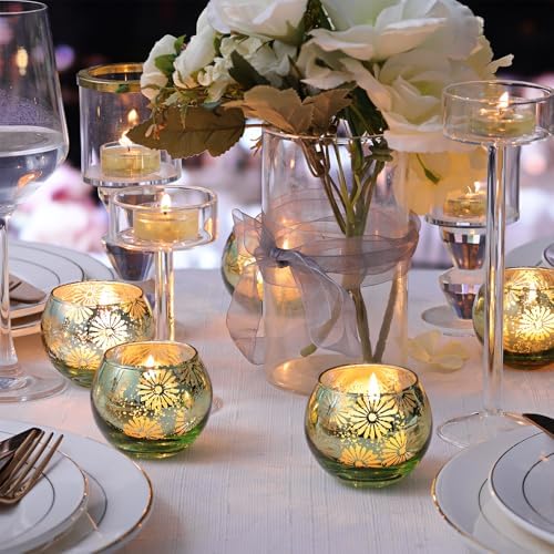 Green Mercury Glass Votive Candle Holders Set of 12 - Image 6