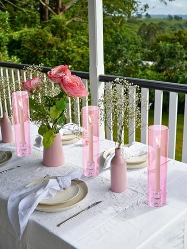 Vixdonos Glass Hurricane Candle Holder Set of 3 Modern Candlestick Holders Long Taper Candle Stand with 11.8 inch Tall Cylinder Windproof Cover for Wedding Party Table Centerpiece Outdoor - Image 4