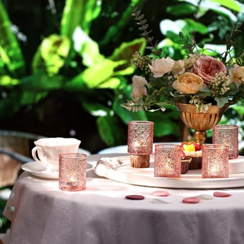Volens 24pcs Pink Votive Candle Holders for Table Centerpiece, 2.16"x2.65"H - Image 4