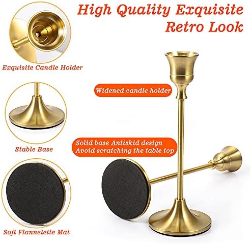 Vindar Candlestick Holders Taper Candle Holders - Set of 6 Gold Candle Sticks Holder Decorative for Dining Room, Centerpiece, Table, Wedding, Mantel, Candlelight Dinner, Party - Image 3