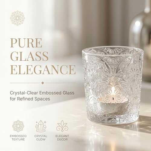 Clear Mandala Glass Tealight Holders, 12 Pack - Image 2