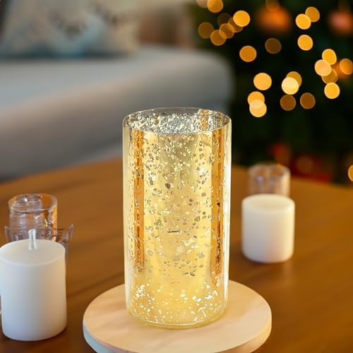 WGVI Hurricane Candle Holder Sleeve, W: 5", Ht: 8", Gold Speckled Glass Cylinder Open Both Ends, Chimney Tube Shade, 12 Piece - Image 7