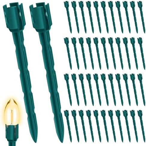 60 Pcs 7.5 Inch Christmas Light Stakes, Christmas Yard Stakes for C7 C9 Christmas Lights, Garden Path Walkway Holiday Decorations(Green) by Unknown