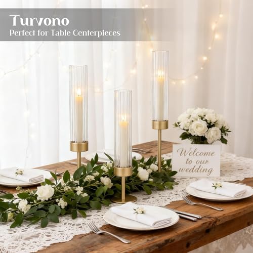 6 Pack Gold Hurricane Candle Holders for Table Centerpiece - Image 3