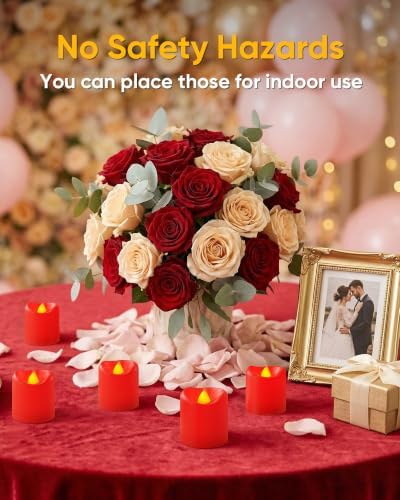 5plots 24Pack Red Flameless Votive Candles, Fake Electric Candles - Image 3