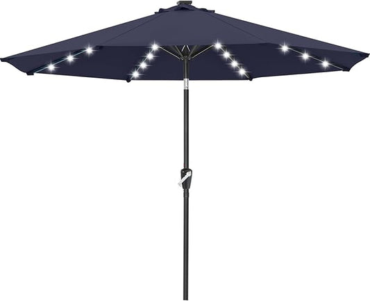 ABCCANOPY Durable Solar Led Patio Umbrellas with 32LED Lights 11FT (Deep Blue)