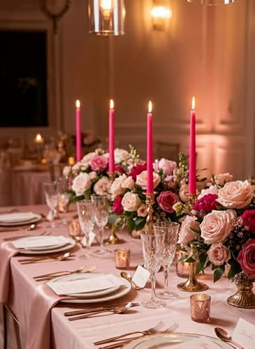 10" Classic Taper Candles, Hot Pink, 4-Pack, 7-8 Hours Long Burning, Unscented Tall Candlesticks - Image 7