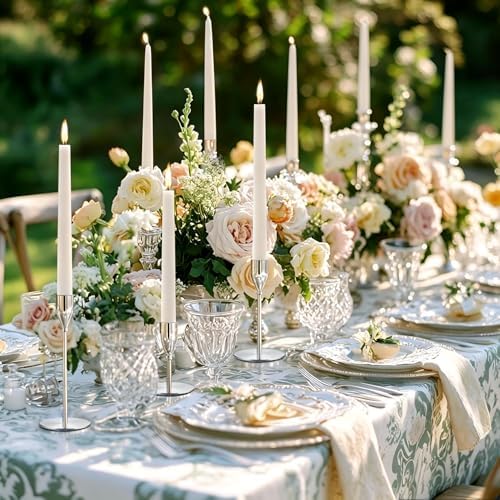 Silver Candlestick Holders,Metal Taper Candle Holders,Bulk Set of 15 - Image 5