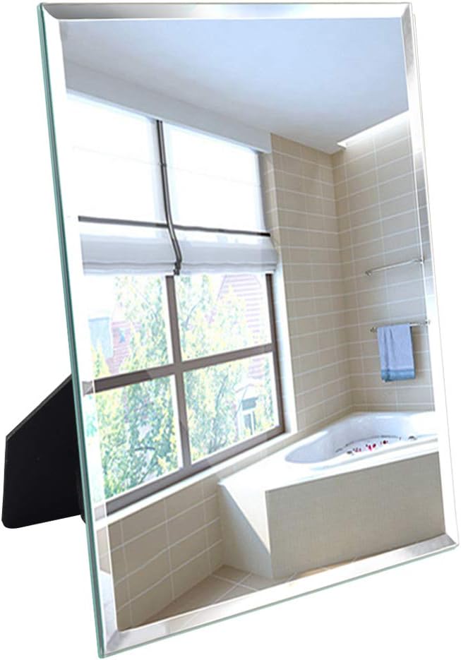 Calenzana Frameless Mirror Wall Hanging and Desk Standing, Compatible with Makeup Vanity Mirrors,10.6x13 inch