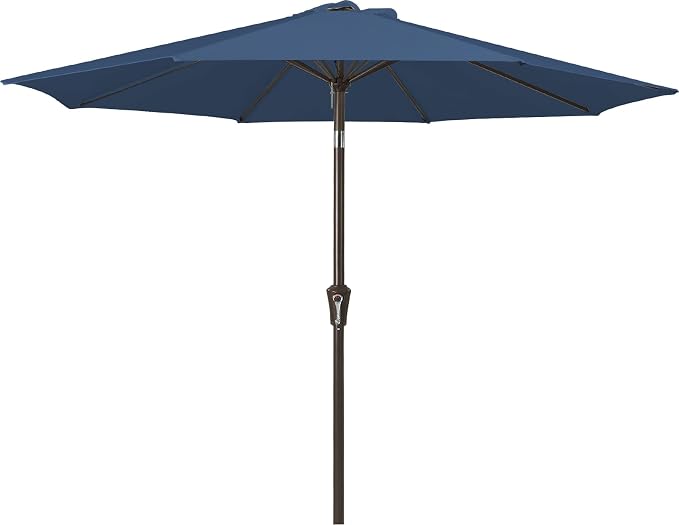 JEAREY 9FT Outdoor Patio Umbrella Outdoor Table Umbrella with Push Button Tilt and Crank, Market Umbrella 8 Sturdy Ribs UV Protection Waterproof for Pool, Deck, Backyard, Garden (Blue)
