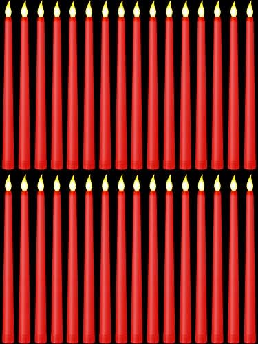Treela Battery Operated LED Taper Candles,Basic,11 Inch,Red by Treela