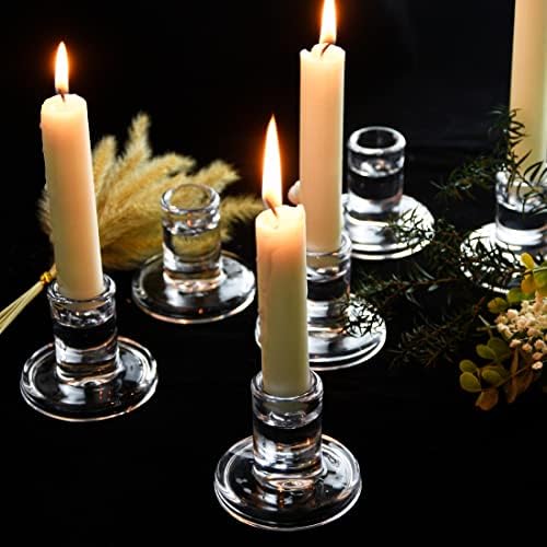 12PCS Clear Glass Taper Candle Holders, Crystal Candlesticks, Dining Decor - Image 4