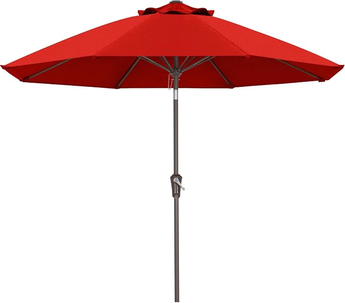 ABCCANOPY 10-Year No Fading 9FT Patio Umbrella, Acrylic Outdoor Table Umbrella with 8 Sturdy Ribs for Deck, Backyard, Garden, Yard (Red)