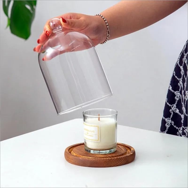 12 * 16cm Big Size Antique Base Different Top Glass Dome Vase Home Decoration Transparent Candle Cover Wedding Friend Favor Gift (1set Ball Dome Base) - Image 3